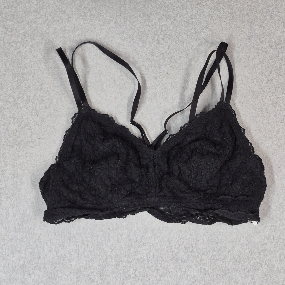 Aerie Women Bra XL Black Adjustable Strap Bralette Wireless Lace
